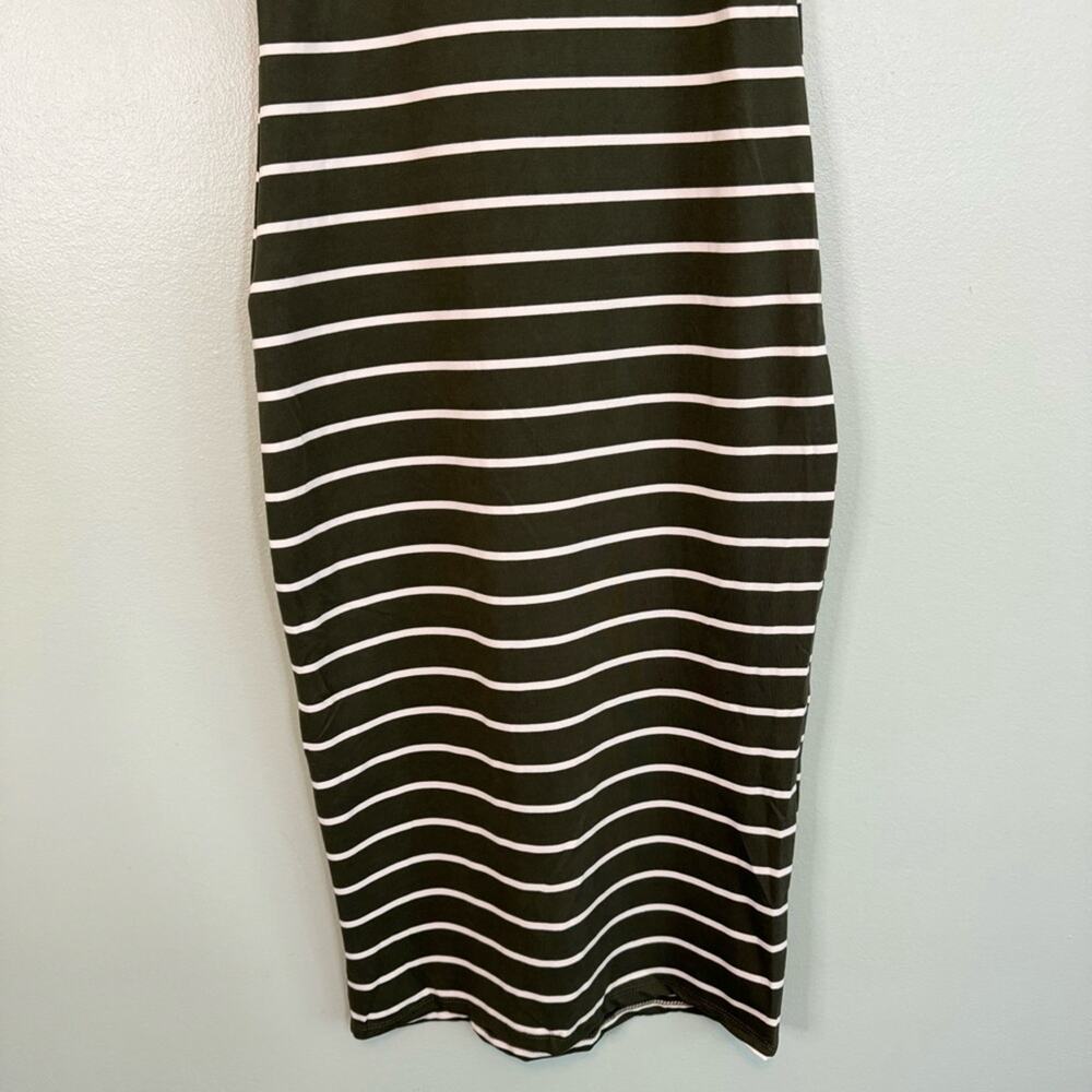 Capella Women's Sleeveless Mockneck Midi Green and White Bodycon Dress Size L - Picture 4 of 9